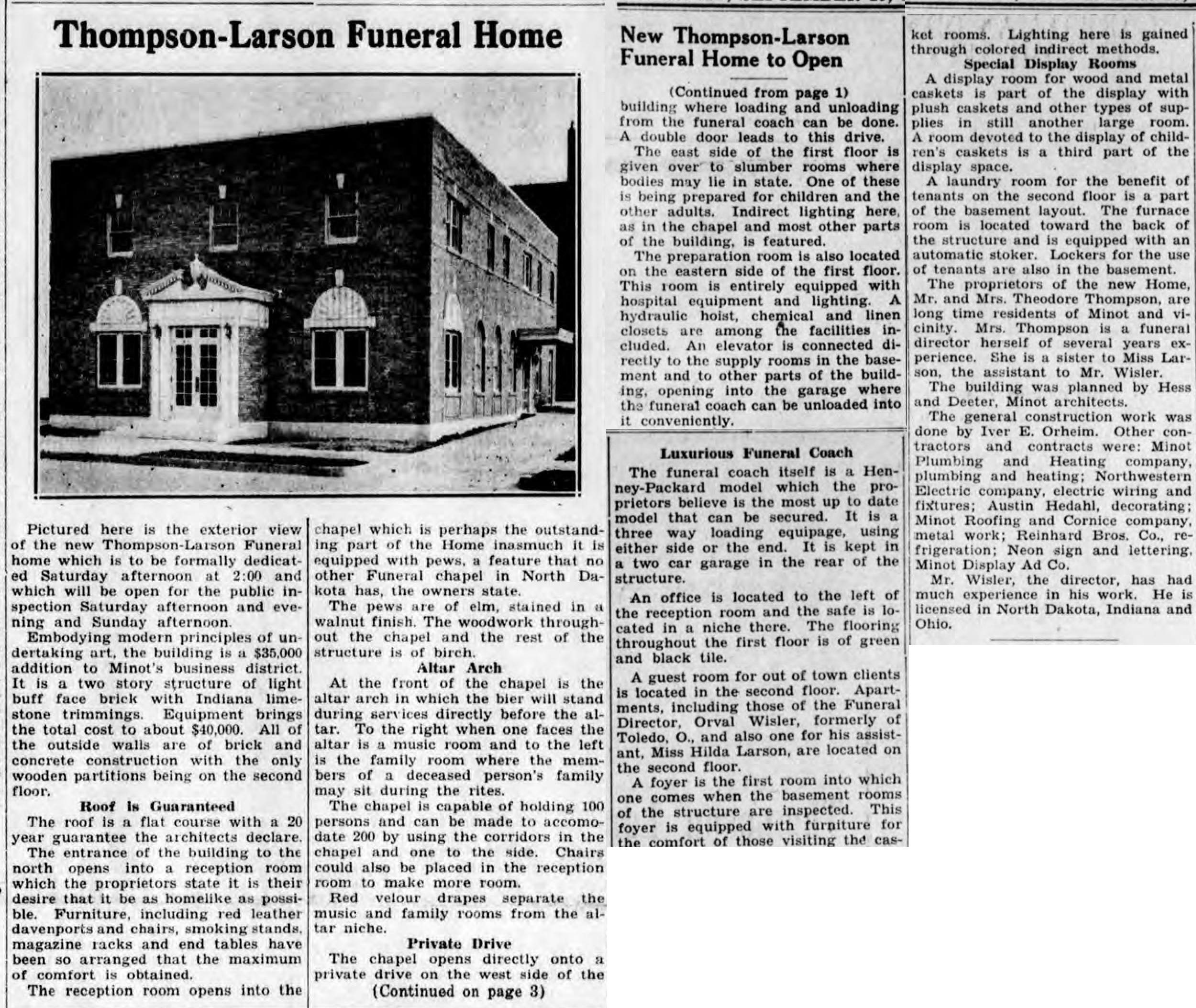 The New Thompson-Larson Funeral Home