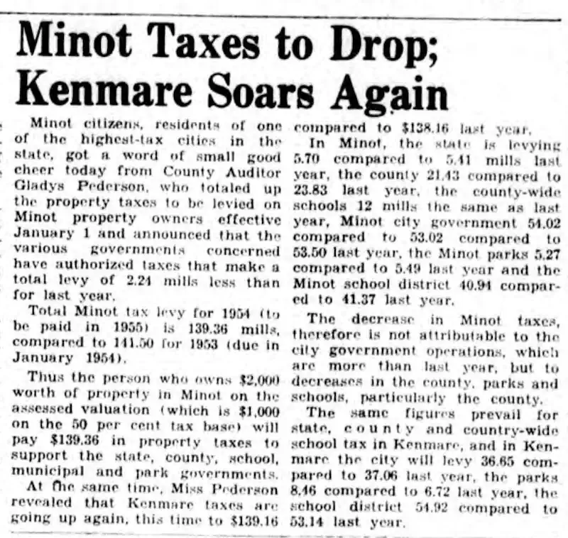 Minot Taxes Drop