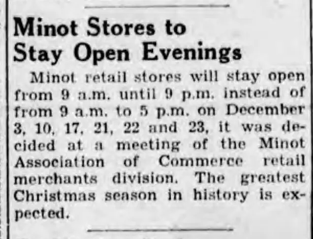 Holiday Hours 1949