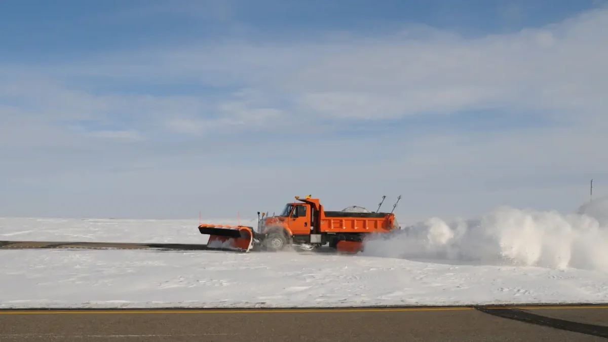 A ND DOT snow plow at work. (ND DOT Media)