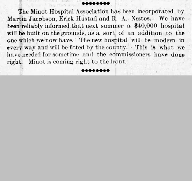 Minot’s First New Hospital