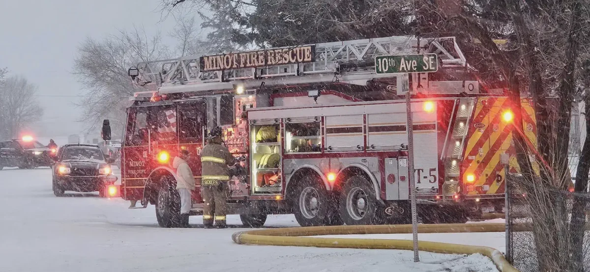 Minot Fire Department responds to a fire in SE Minot  on December 18, 2024. Image courtesy of Trinity First Response Ground.