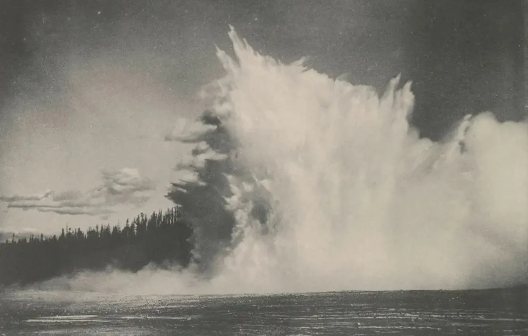 Yellowstone's  Excelsior Geyser, 1888. Photo by Frank Jay Haynes (public domain)